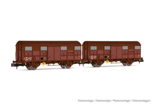 Arnold HN6570 SNCF 2er-Set 2-achsiger gedeckter Güterwagen Kv Permaplex Wände  Ep.III